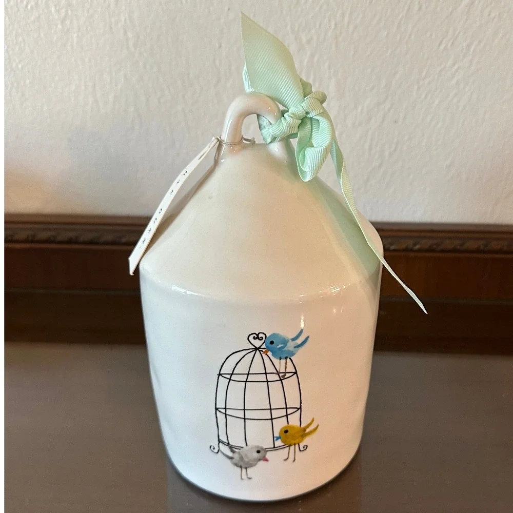 Rae Dunn Chirp Ceramic Birdhouse White Farmhouse Decor with Birds by Magenta